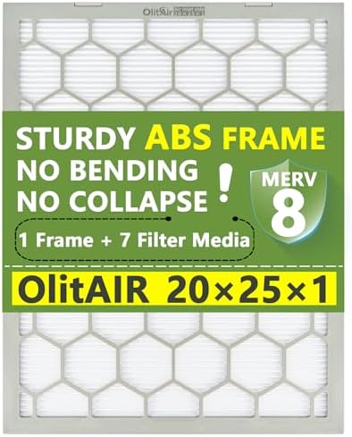 20x25x1 MERV 8 Air Filter,AC Furnace Air Filter,Reusable ABS Plastic Frame, 7 Pack Replaceable Filter Media (Actual Size: 19 3/4" x 24 3/4" x 3/4") - Image 7