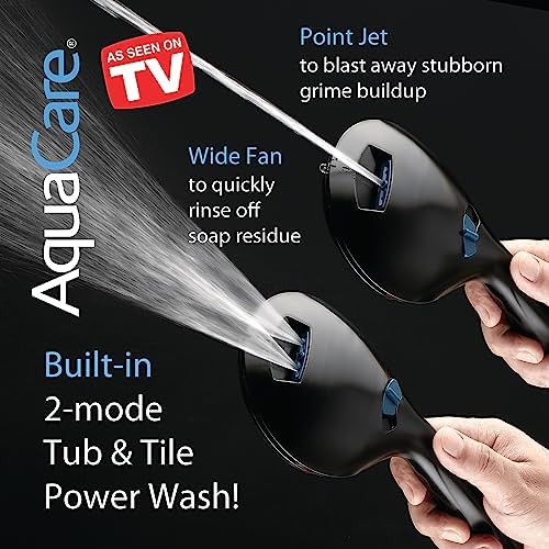 AquaCare High Pressure 8-mode Handheld Shower Head - Anti-clog Nozzles, Built-in Power Wash to Clean Tub, Tile & Pets, Extra Long 6 ft. Stainless Steel Hose, Wall & Overhead Brackets - Image 7