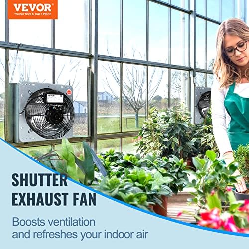 VEVOR 10'' Shutter Exhaust Fan, High-speed 820 CFM, Aluminum Wall Mount Attic Fan with AC-motor, Ventilation and Cooling for Greenhouses, Garages, Sheds, Shops, FCC (No Power Plug Included) - Image 2