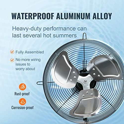 VEVOR 10'' Shutter Exhaust Fan, High-speed 820 CFM, Aluminum Wall Mount Attic Fan with AC-motor, Ventilation and Cooling for Greenhouses, Garages, Sheds, Shops, FCC (No Power Plug Included) - Image 4