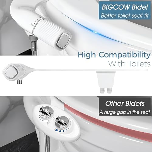 BIGCOW Ultra-Slim Bidet Attachment for Toilet 2 Pack - Dual Nozzle (Frontal & Rear Wash) with Adjustable Cold Water Pressure and Stainless Steel Inlet - Hygienic Solution for Fresh Cleanliness - Image 3