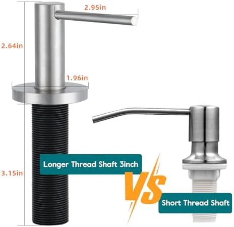 Gappo Upgraded Soap Dispenser for Kitchen Sink Brushed Nickel, Stainless Steel Countertop Pump, Built in Sink Soap Dispenser with 47" Extension Tube kit - Image 4