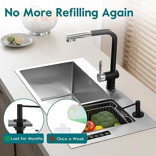 Gappo Upgraded Matte Black Soap Dispenser for Kitchen Sink, Stainless Steel Countertop Pump, Built in Sink Soap Dispenser with 47" Extension Tube kit - Image 5