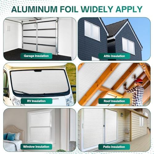 Window Insulation for Summer Heat, Reflective Insulation Roll 24 in X 10 Feet, Double-Sided Aluminum Foam Core Radiant Barrier Kit with Tape for RV Windows Door - Image 6
