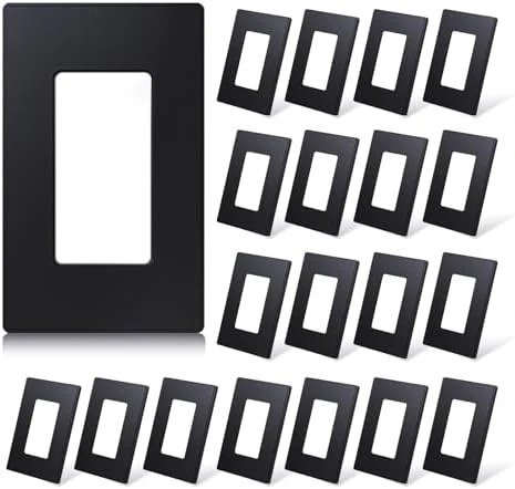 ELEGRP Matte Black 1-Gang Screwless Decorative Wall Plates, Standard Size Unbreakable Thermoplastic Faceplate Cover for Decorator Receptacle Outlet Switch, UL Listed (20 Pack)