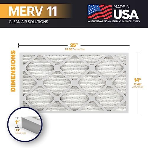 BNX TruFilter 14x25x1 Air Filter MERV 11 (6-Pack) - MADE IN USA - Allergen Defense Electrostatic Pleated Air Conditioner HVAC AC Furnace Filters for Allergies, Dust, Pet, Smoke, Allergy MPR 1200 FPR 7 - Image 2