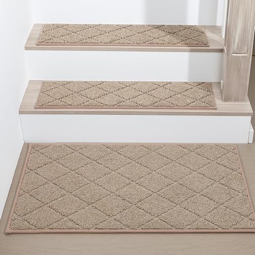 COSY HOMEER Edging Stair Treads Non-Slip Corner Indoor Stair Runners for Wooden Steps,Landing Slip Resistant Stair Rugs for Kids and Dogs, 100% Polyester TPE Backing,Beige,20"X32" - Image 7