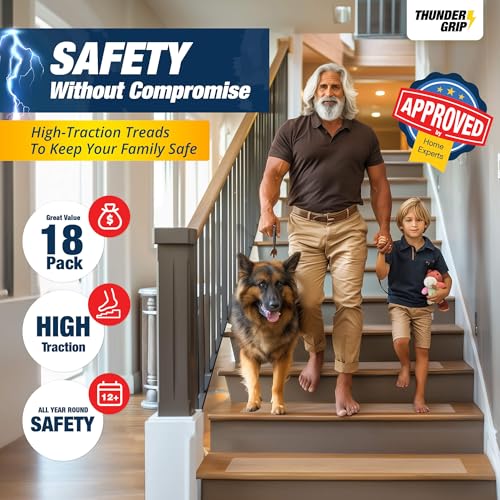 24"x4" Clear Non-Slip Stair Treads for Wooden Steps (18-Pack) - Self Adhesive Strips - Transparent Indoor - Image 2