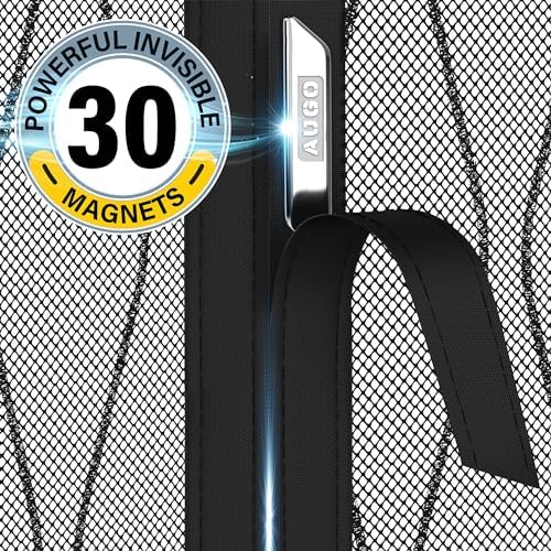 AUGO Garage Door Screen Magnetic Closure - Garage Screen Doors for 1 Car Garage Pull Down - Magnetic Screen Door Mesh - Heavy Duty Weighted Bottom- Pet & Kid Friendly - Keep Open Feature - 8' x 7' - Image 3