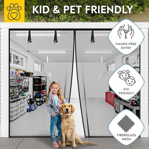 AUGO Garage Door Screen Magnetic Closure - Garage Screen Doors for 1 Car Garage Pull Down - Magnetic Screen Door Mesh - Heavy Duty Weighted Bottom - Pet & Kid Friendly - Keep Open Feature - 9' x 7' - Image 5