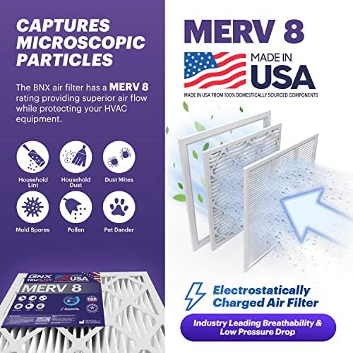 BNX TruFilter 18x20x1 Air Filter MERV 8 (6-Pack) - MADE IN USA – Dust & Pet Defense Electrostatic Pleated Air Conditioner HVAC AC Furnace Filters for Dust, Pet, Mold, Pollen MPR 600 – 700 & FPR 5 - Image 4