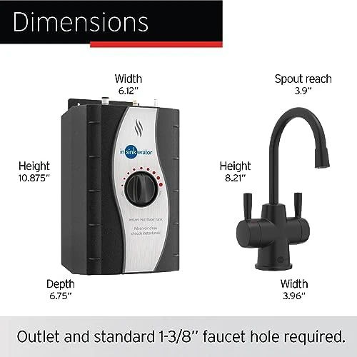 InSinkErator Stainless Steel Tank, HC250MBLK-SS HOT250 System, 2-Handle Drinking Faucet in Matte Black with 2/3-Gallon, Filter-Compatible Instant Hot/Cold Water Dispenser - Image 7