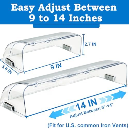 Heating & Air Vent Deflector for Vents, Sidewall, Ceiling, Floor Registers - Adjust Between 9"-14", Magnetic Vent Covers for Air Conditioning, Heat, AC, Floor, Under Furniture (3 Pack Clear) - Image 2