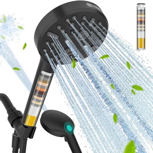 Cobbe Filtered Shower Head, High Pressure 9 Spray Mode Handheld Shower Head with Filter Built-in Power Wash with Hose and Water Softener for Hard Water Remove Chlorine, Matte Black - Image 8