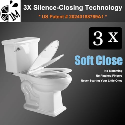 Elongated Toilet Seat with Toddler Seat Built In, Slow Close for Both Child & Adult Seats, Potty Training Seat, No Wiggle and Easy to Install, Detachable Toddler Seat for Longterm Usage, White - Image 2