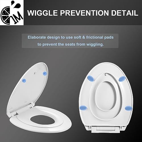 Elongated Toilet Seat with Toddler Seat Built In, Slow Close for Both Child & Adult Seats, Potty Training Seat, No Wiggle and Easy to Install, Detachable Toddler Seat for Longterm Usage, White - Image 5