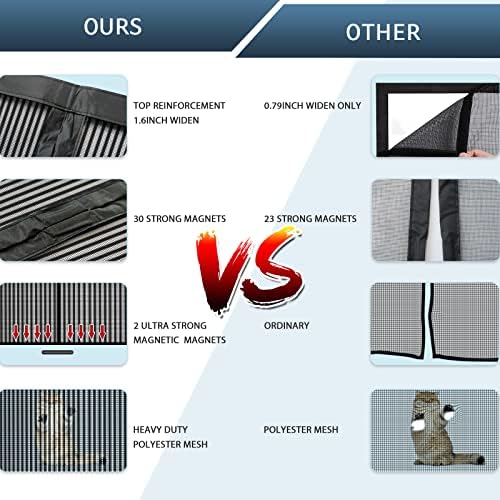 Magnetic Fly Screen Door with Stay Open Buckles - Heavy Duty Self-Sealing Mesh,Powerful Magnets,Full Frame Magic Tape (Fit for Door Size:38x82 Inch,Screen Itself Size:40x84 Inch, Black) - Image 5