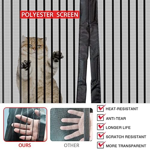 Magnetic Fly Screen Door with Stay Open Buckles - Heavy Duty Self-Sealing Mesh,Powerful Magnets,Full Frame Magic Tape (Fit for Door Size:32x80 Inch,Screen Itself Size:34x82 Inch, Black) - Image 6