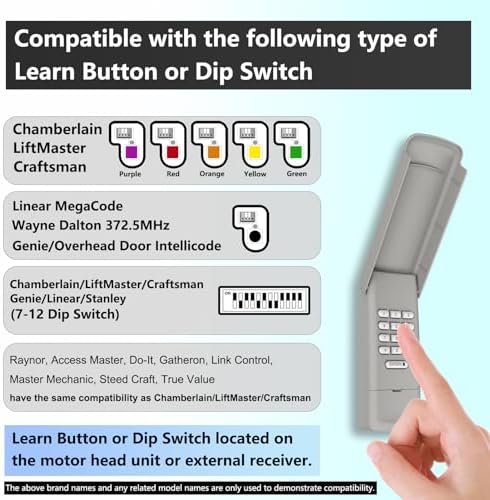 Universal Garage Door Opener Keypad Remote Wireless Keyless Keypad Compatible with Genie LiftMaster Chamberlain Craftsman Linear Overhead Door Wayne Dalton Opener has Learn Button or Dip Switch - Image 3