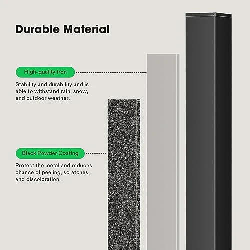 VIVOSUN Outdoor Handrail, 5 Step Stair Handrai, 69" x 36" Fits 1 to 5 Steps, Wrought Mattle Iron Handrail for Concrete Steps, Porch Steps, One-Step Assembly, Black - Image 5