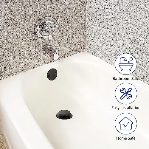 Matte Black Bathtub Drain Tip-Toe Tub Trim Set with Two-Hole Overflow Faceplate Bathroom Tub Drains Replacement Conversion Tub Drain Kit Assembly with Universal Fine & Coarse Thread - Image 5