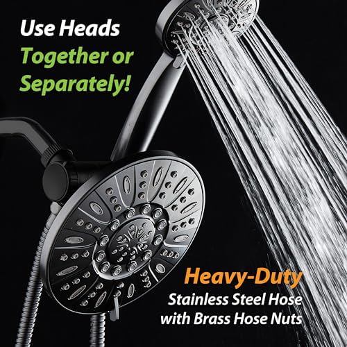 AquaDance 7" Premium High Pressure 3-Way Rainfall Combo for The Best of Both Worlds - Enjoy Luxurious Rain Showerhead and 6-Setting Hand Held Shower Separately or Together - Matte Black Finish - Image 5