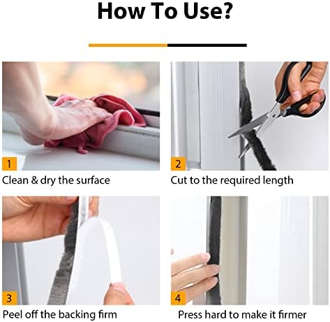 24.6FT Brush Weather Stripping, Neat Pile Self Adhesive Seal Strip for Windows and Door, Weatherstrip for Soundproofing, Windproof, Dustproof, Stronger Stickiness, 0.35'' Wide x 0.6'' Thick, Grey - Image 6