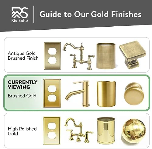 Rio Salto BRASS Metal Double Rocker Decora MIDSIZE Gold Double Light Switch Wall Plate Outlet Cover Wall Plate Receptacle Wallplate Dual Rocker Decora 2 Gang Decorator 4.92" x 4.92" - Image 7
