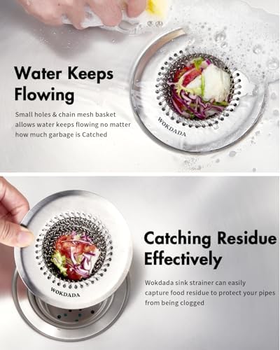 Sink Drain Strainer, Reversible Easy Clean Mesh Sink Strainer with 304 Stainless Steel, Wokdada Revolutionary Anti-Rust Large Kitchen Sink Strainer Food Catcher for Garbage Disposal Without Clogging - Image 3