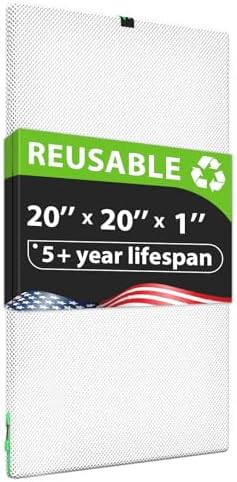20x20x1 Air filter, Washable and Reusable Air Filter 20x20x1 for AC HVAC Furnace, MERV 8 Air Filters Machine Washable & Dryer Friendly, AC Furnace Air Filter