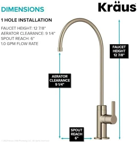 KRAUS Oletto Single Handle Drinking Water Filter Faucet for or Water Filtration System in Spot-Free Antique Champagne Bronze, FF-103SFACB - Image 5
