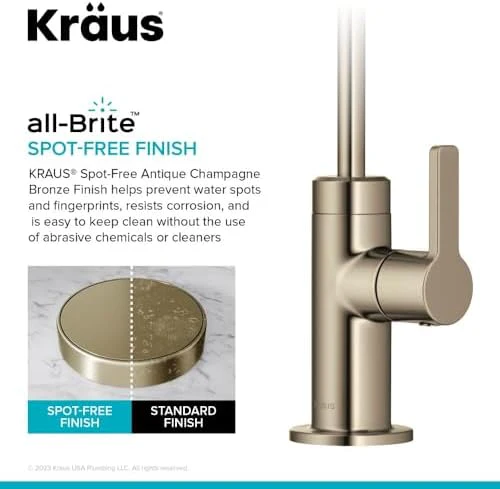 KRAUS Oletto Single Handle Drinking Water Filter Faucet for or Water Filtration System in Spot-Free Antique Champagne Bronze, FF-103SFACB - Image 6
