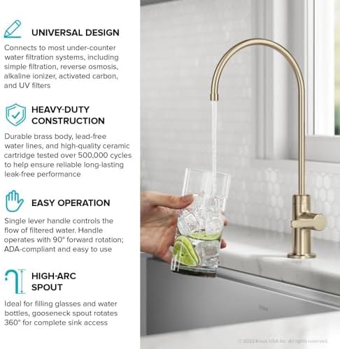KRAUS Oletto Single Handle Drinking Water Filter Faucet for or Water Filtration System in Spot-Free Antique Champagne Bronze, FF-103SFACB - Image 7