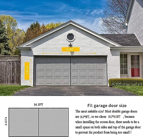 LIAMST Garage Door Screen 16 * 9FT，2 Car Garage Doors- Reinforced Fiberglass Door Screen,Stronger High Energy Magnets ， Magnetic Screen Door - Image 2