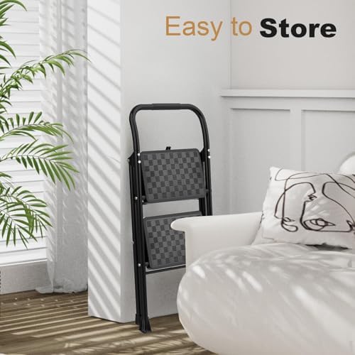 HBTower 2 Step Ladder, Step Stool for Adults,2 Step Ladder Folding Step Stool with Wide Pedal Ergonomic Design - Image 5