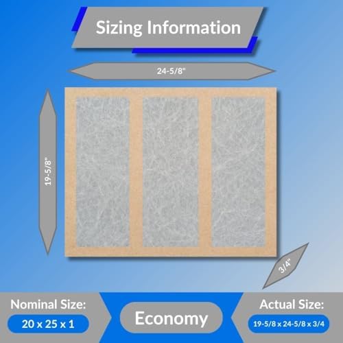 20x25x1 Glasfloss Fiberglass Air Filter, Double Strut, GDS Series, Made in USA, Actual Size: 19 5/8 x 24 5/8 x 3/4 (Box of 6) - Image 2