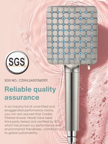 Cobbe Filtered Shower Head with Handheld, High Pressure 6 Spray Mode Showerhead with Filters, Water Softener Filters Beads for Hard Water - Remove Chlorine - Reduces Dry Itchy Skin, Brushed Nickel - Image 4