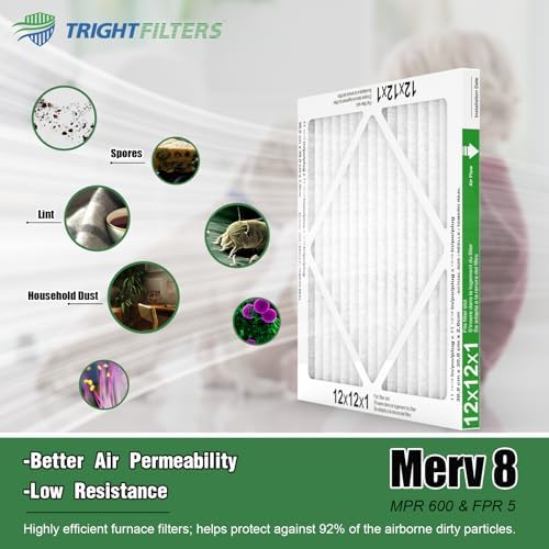 12x12x1 Air Filter 6 Pack, Durable MERV 8 Pleated Home HVAC AC Furnace Filters, Lightweight Compact Air Conditioner Filter Replacement - Image 3