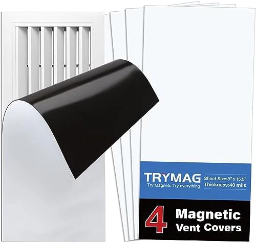 TRYMAG Strong Floor Vent Covers 8"x15", 4 Pack Magnetic Vent Covers for Home Floor Standard Air Registers,Air Conditioner Vent Covers for Wall, Air Register, Ceiling Vents,RV, Home HVAC and AC Vents