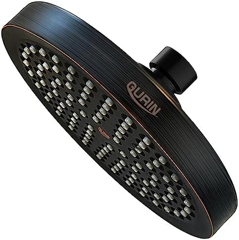 GURIN Shower Head High Pressure Rain, Luxury Bathroom Showerhead with Adjustable Angles, Anti-Clogging Silicone Nozzles - Oil Rubbed Bronze, 6 Inch Round - Image 2