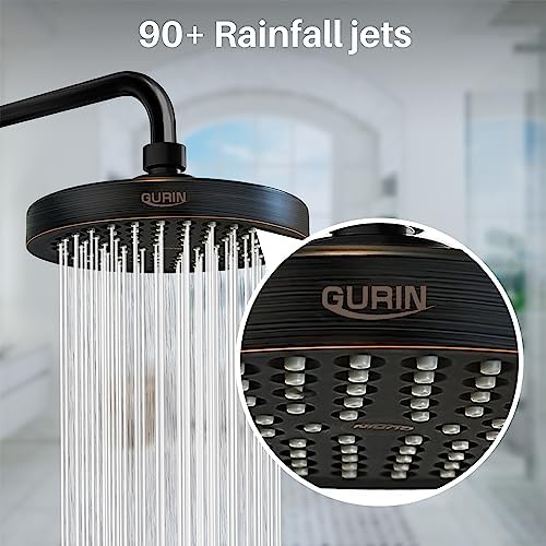 GURIN Shower Head High Pressure Rain, Luxury Bathroom Showerhead with Adjustable Angles, Anti-Clogging Silicone Nozzles - Oil Rubbed Bronze, 6 Inch Round - Image 3