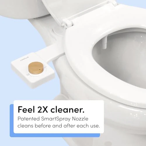 TUSHY Fresh Bidet: Ultra Slim Toilet Seat Attachment (Non-Electric Self-Cleaning Hygienic Nozzle) Easy DIY Install <10 Min | Adjustable Water Pressure Control, Silver Knob - Image 2