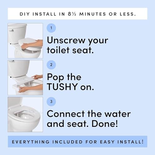 TUSHY Fresh Bidet: Ultra Slim Toilet Seat Attachment (Non-Electric Self-Cleaning Hygienic Nozzle) Easy DIY Install <10 Min | Adjustable Water Pressure Control, Silver Knob - Image 4