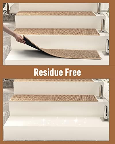 PADOOR Non Slip Stair-Treads, Rubber Backing Stair-Runners for Wooden Steps, 7PCS Residue Free Carpet Stair Treads for Kids and Dogs 8"x30" Beige - Image 4
