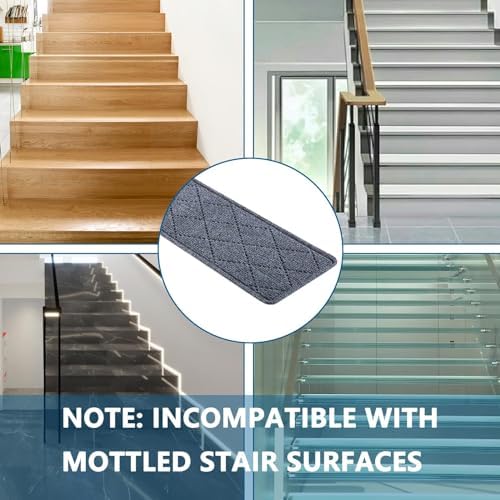 Stair Treads for Wooden Steps Indoor, KOOTETA 15 Pack 8" X 30" Non Slip Carpet Stair Treads with Reusable Adhesive for Kids Elders and Dogs, Surface Polyester TPR Backing Stair Runner Rugs, Dark Grey - Image 8
