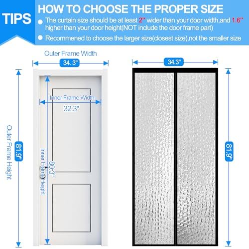 RELIANCER Magnetic Thermal Insulated Door Curtain,Waterproof EVA Door Cover,Fit Doors Size Up to 32"x80",Temperature Protection Insulated Doorway Curtain Partition,Patio Self-Closing Doors Net Screen - Image 2