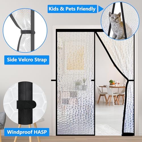 RELIANCER Magnetic Thermal Insulated Door Curtain,Waterproof EVA Door Cover,Fit Doors Size Up to 32"x80",Temperature Protection Insulated Doorway Curtain Partition,Patio Self-Closing Doors Net Screen - Image 5