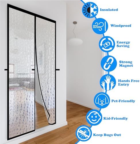 RELIANCER Magnetic Thermal Insulated Door Curtain,Waterproof EVA Door Cover,Fit Doors Size Up to 32"x80",Temperature Protection Insulated Doorway Curtain Partition,Patio Self-Closing Doors Net Screen - Image 6
