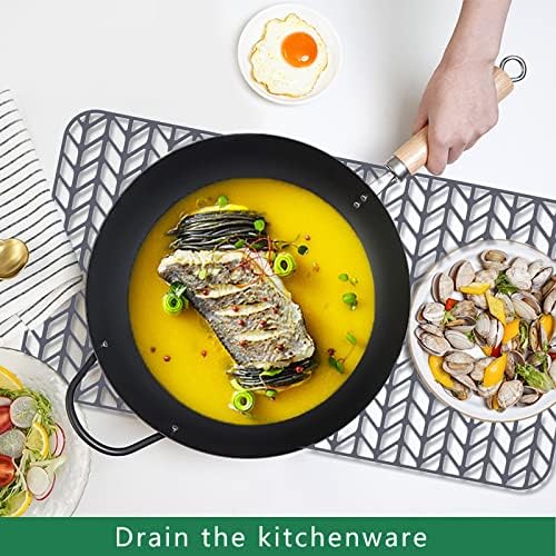 GUUKIN Sink Protectors for Kitchen Sink - 28.4"x 15.2" Silicone Kitchen Sink Mat Grid for Bottom of Farmhouse Stainless Steel Porcelain Sink with Rear Drain(Grey), 2815B - Image 2