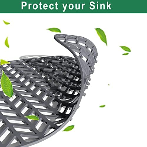 GUUKIN Sink Protectors for Kitchen Sink - 28.4"x 15.2" Silicone Kitchen Sink Mat Grid for Bottom of Farmhouse Stainless Steel Porcelain Sink with Rear Drain(Grey), 2815B - Image 6